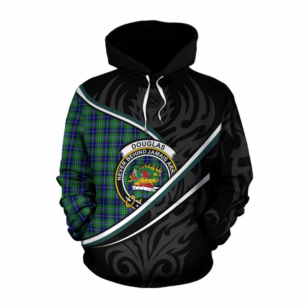 Douglas Tartan Family Crest Cotton Hoodie Celtic Scottish Thistle Floral - Tartan Vibes Clothing