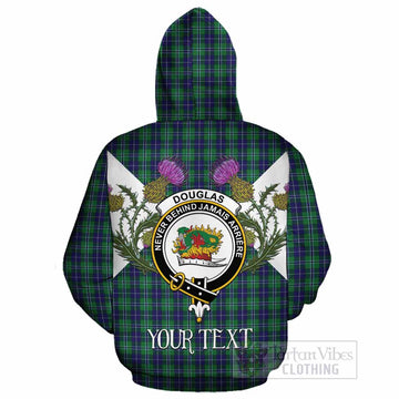 Douglas Tartan Family Crest Cotton Hoodie Scottish Burns Night Thistle Floral