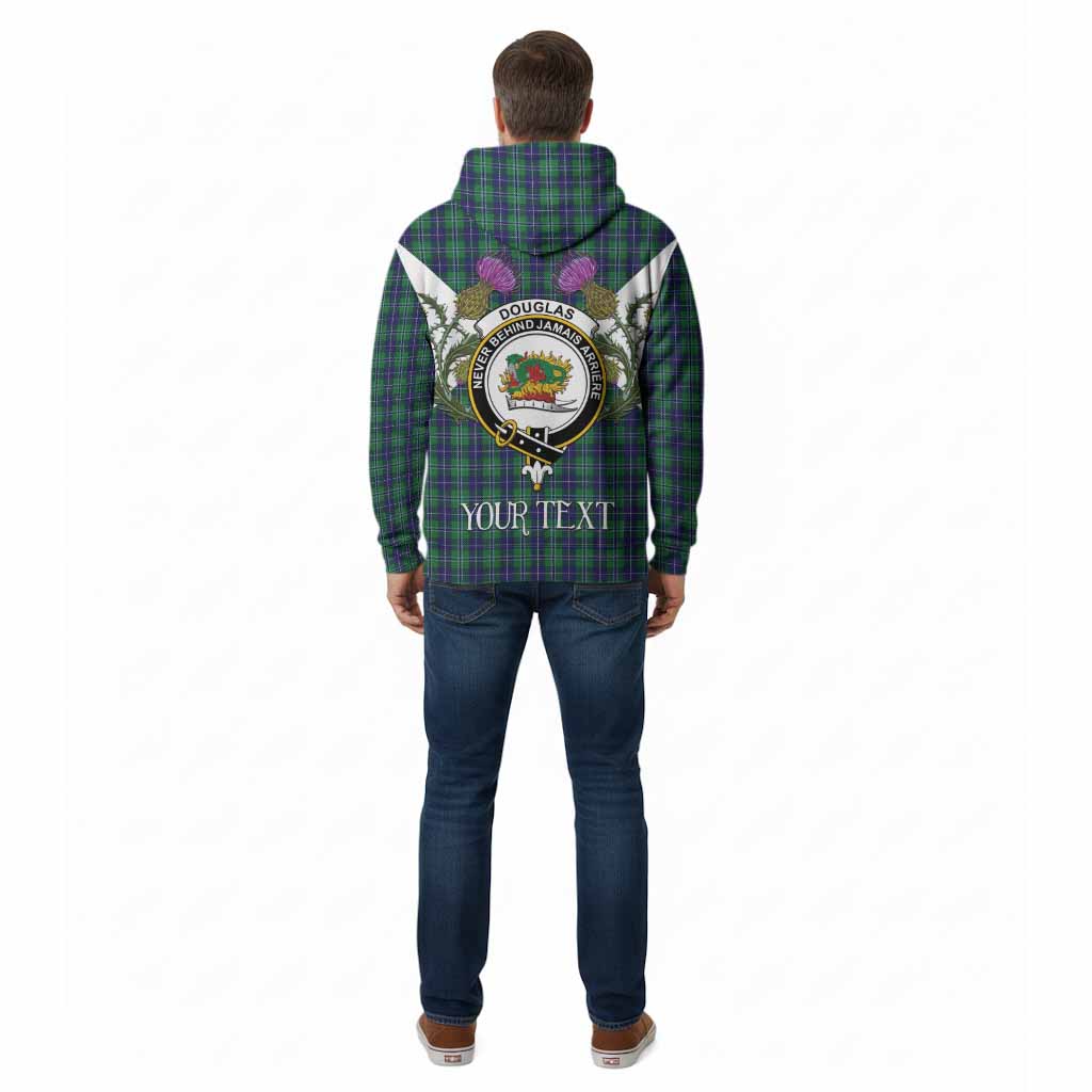 Douglas Tartan Family Crest Cotton Hoodie Scottish Burns Night Thistle Floral
