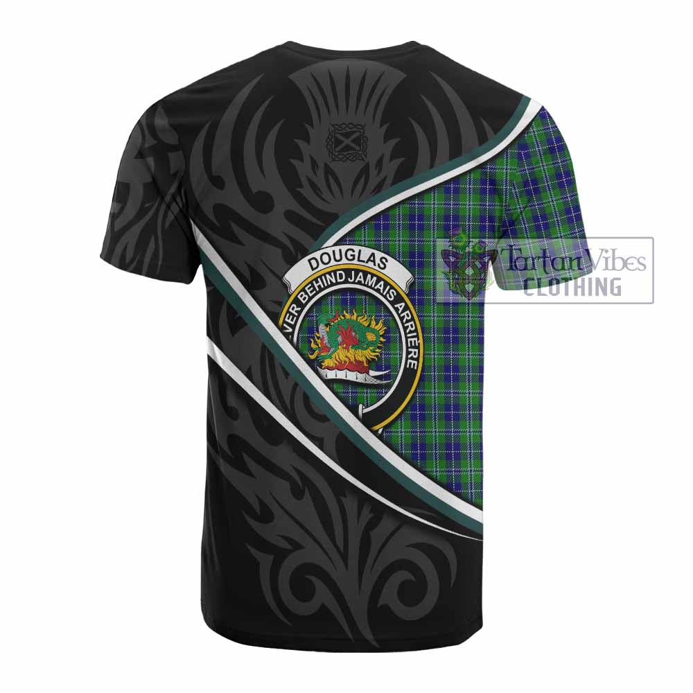 Douglas Tartan Family Crest Cotton T-shirt Celtic Scottish Thistle Floral - Tartan Vibes Clothing