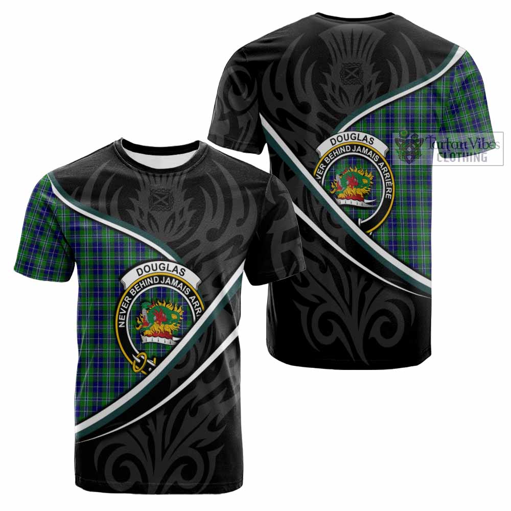 Douglas Tartan Family Crest Cotton T-shirt Celtic Scottish Thistle Floral - Tartan Vibes Clothing