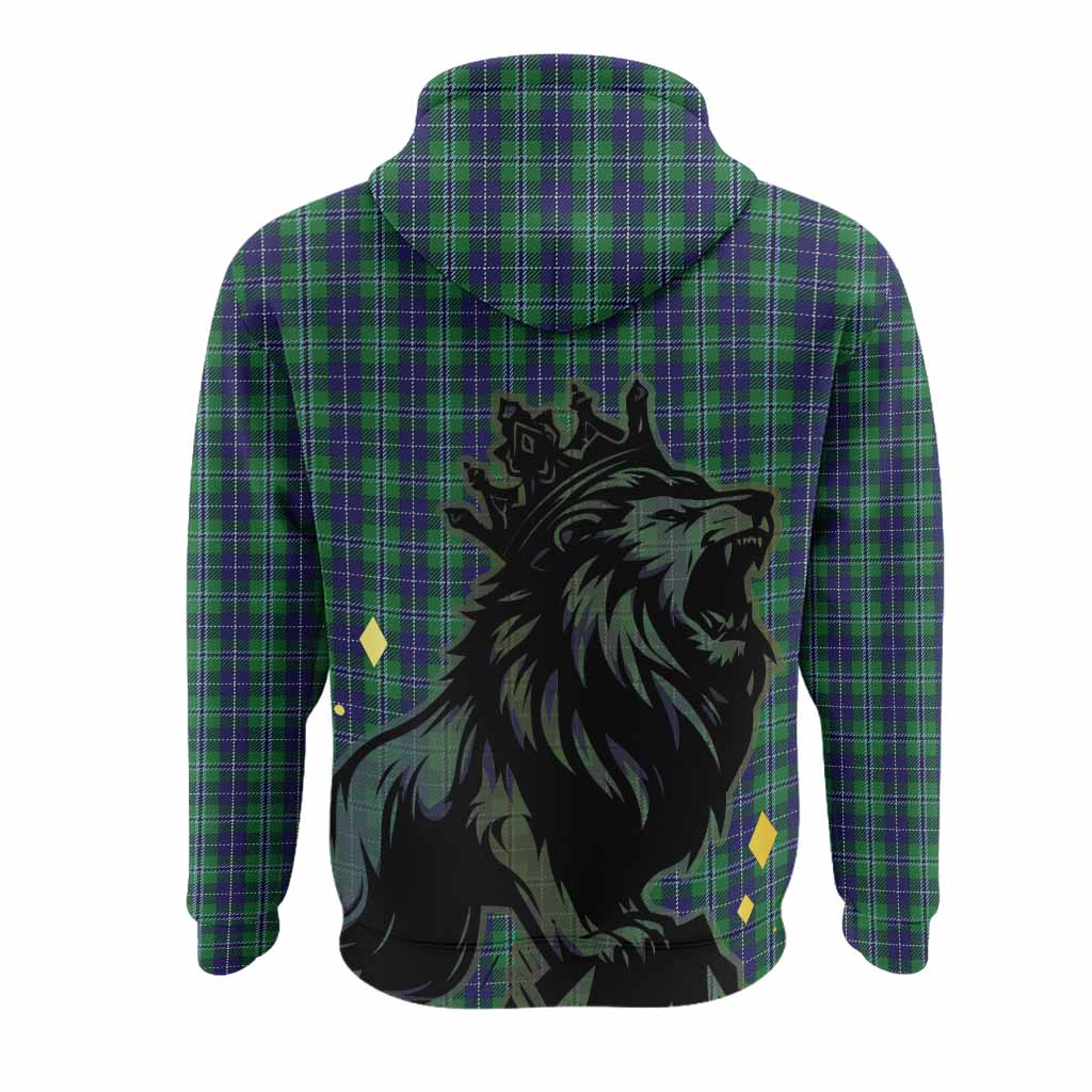 Douglas Tartan Family Crest Hoodie Crowned Lion Roaring