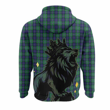Douglas Tartan Family Crest Hoodie Crowned Lion Roaring