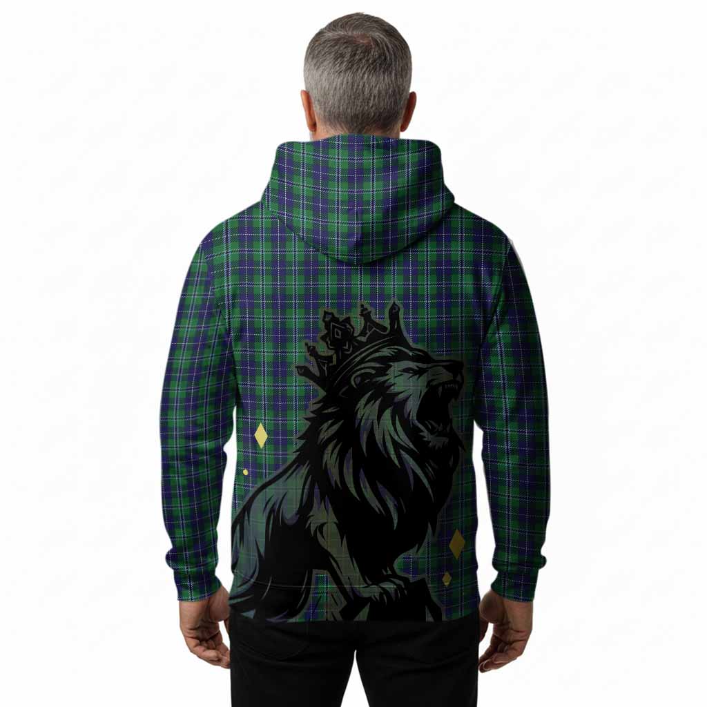 Douglas Tartan Family Crest Hoodie Crowned Lion Roaring