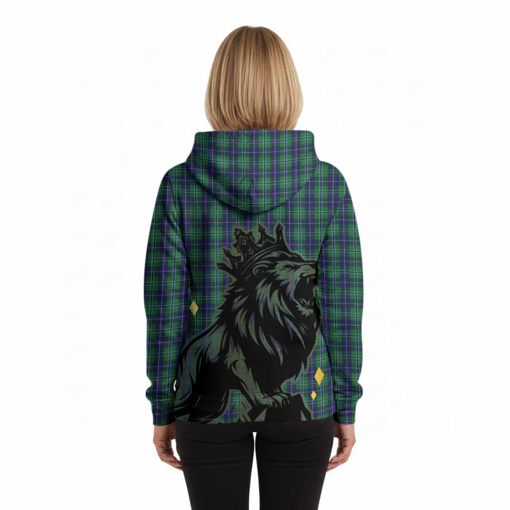 Douglas Tartan Family Crest Hoodie Crowned Lion Roaring