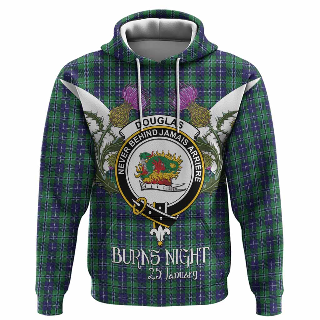 Douglas Tartan Family Crest Hoodie Scottish Burns Night Thistle Floral