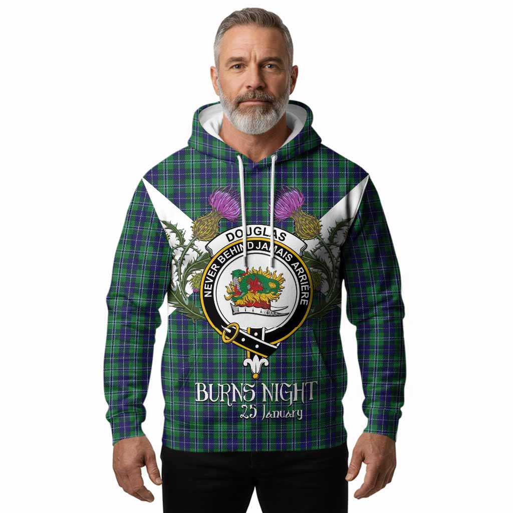 Douglas Tartan Family Crest Hoodie Scottish Burns Night Thistle Floral