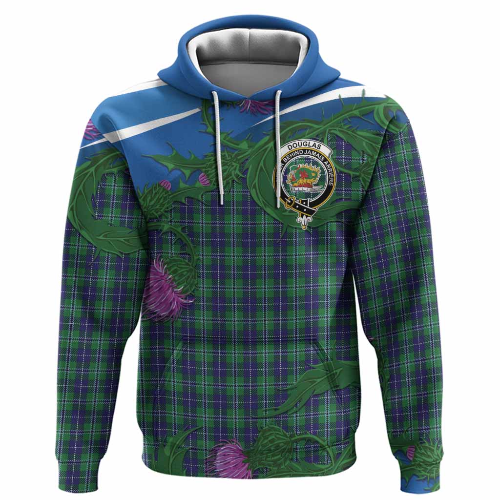 Douglas Tartan Family Crest Hoodie Thistle in Minimalism