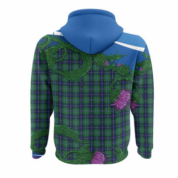 Douglas Tartan Family Crest Hoodie Thistle in Minimalism