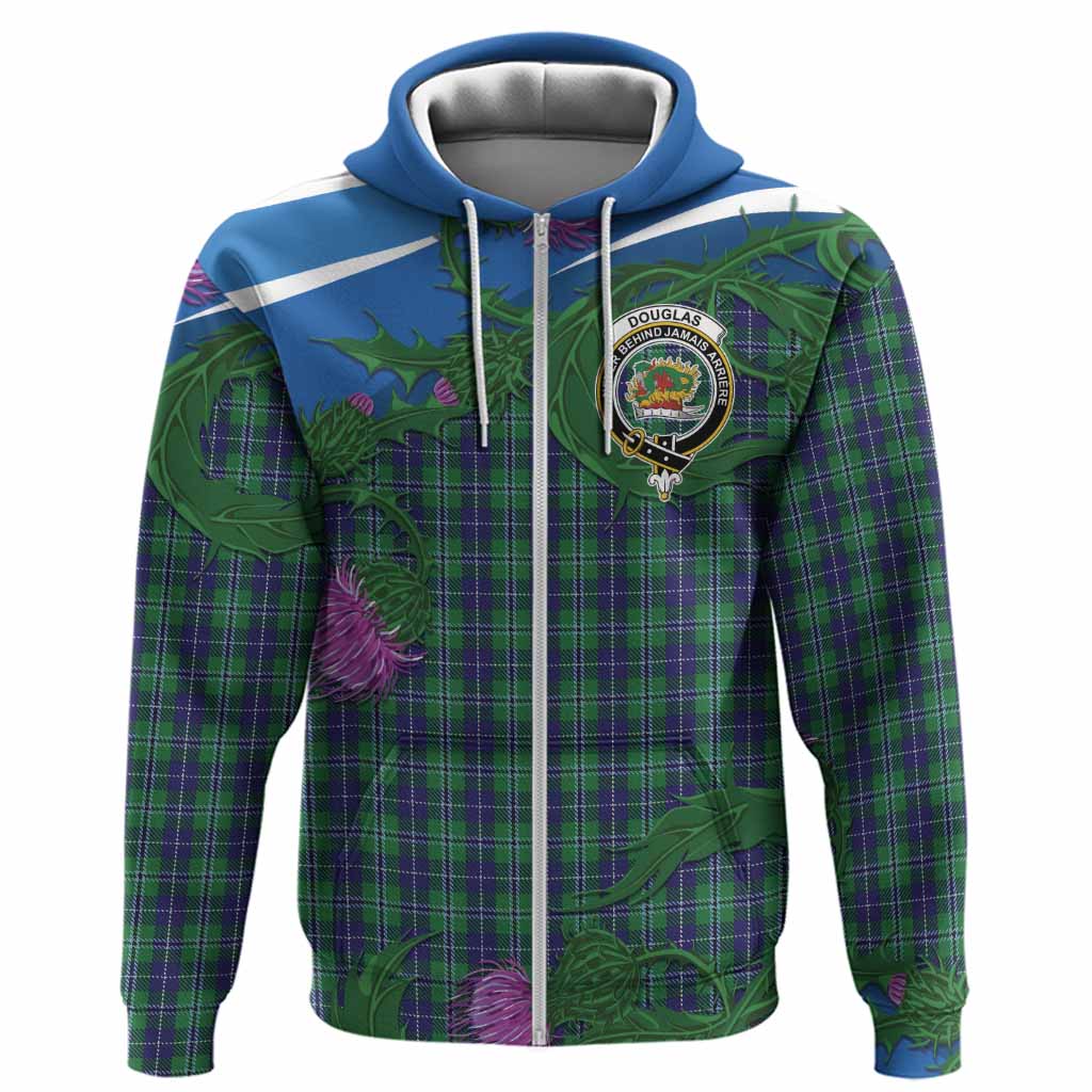 Douglas Tartan Family Crest Hoodie Thistle in Minimalism
