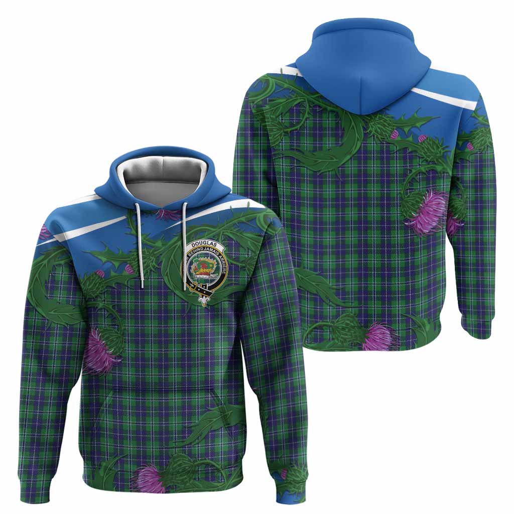 Douglas Tartan Family Crest Hoodie Thistle in Minimalism