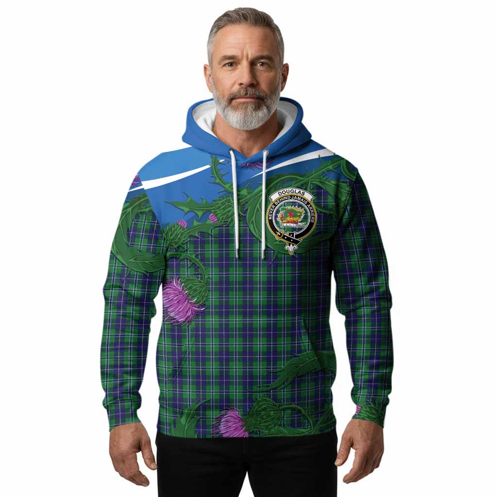 Douglas Tartan Family Crest Hoodie Thistle in Minimalism