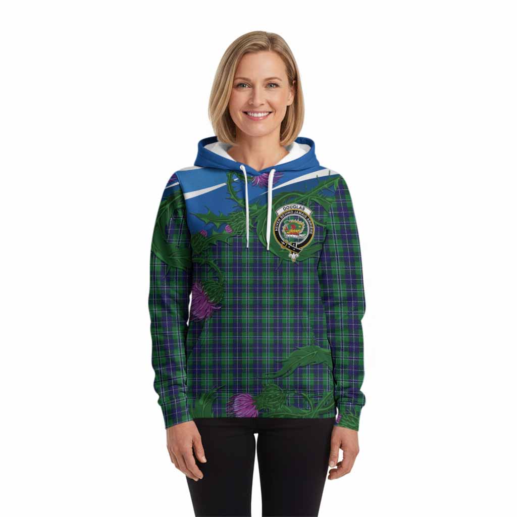 Douglas Tartan Family Crest Hoodie Thistle in Minimalism