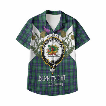 Douglas Tartan Family Crest Kid Hawaiian Shirt Scottish Burns Night Thistle Floral