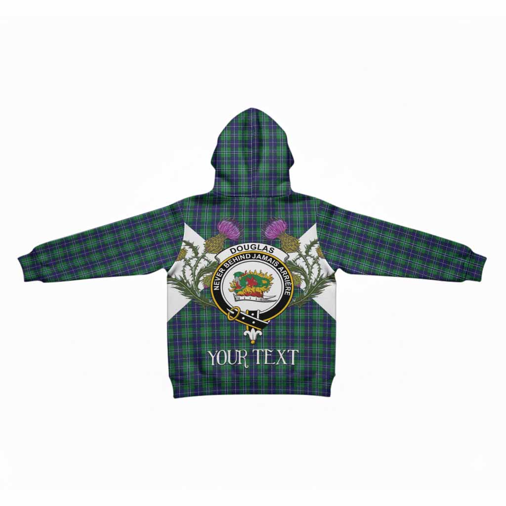 Douglas Tartan Family Crest Kid Hoodie Scottish Burns Night Thistle Floral