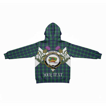 Douglas Tartan Family Crest Kid Hoodie Scottish Burns Night Thistle Floral