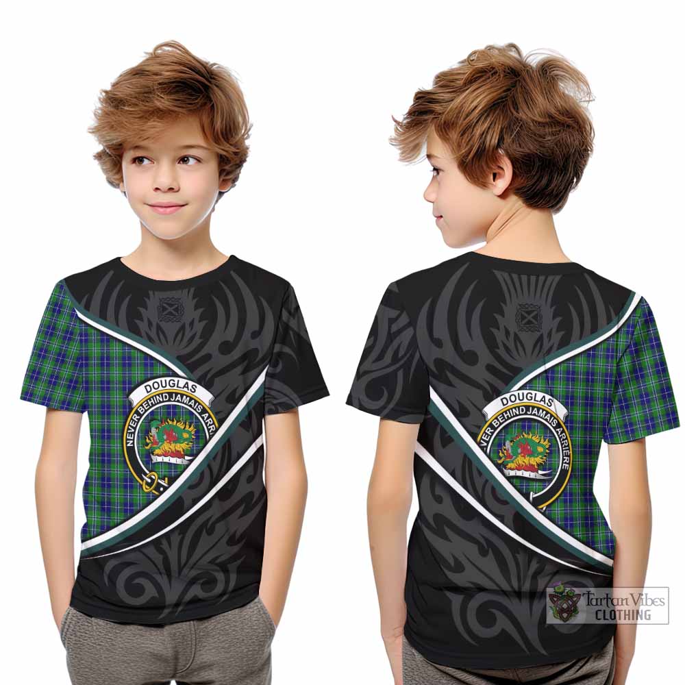 Douglas Tartan Family Crest Kid T-shirt Celtic Scottish Thistle Floral - Tartan Vibes Clothing