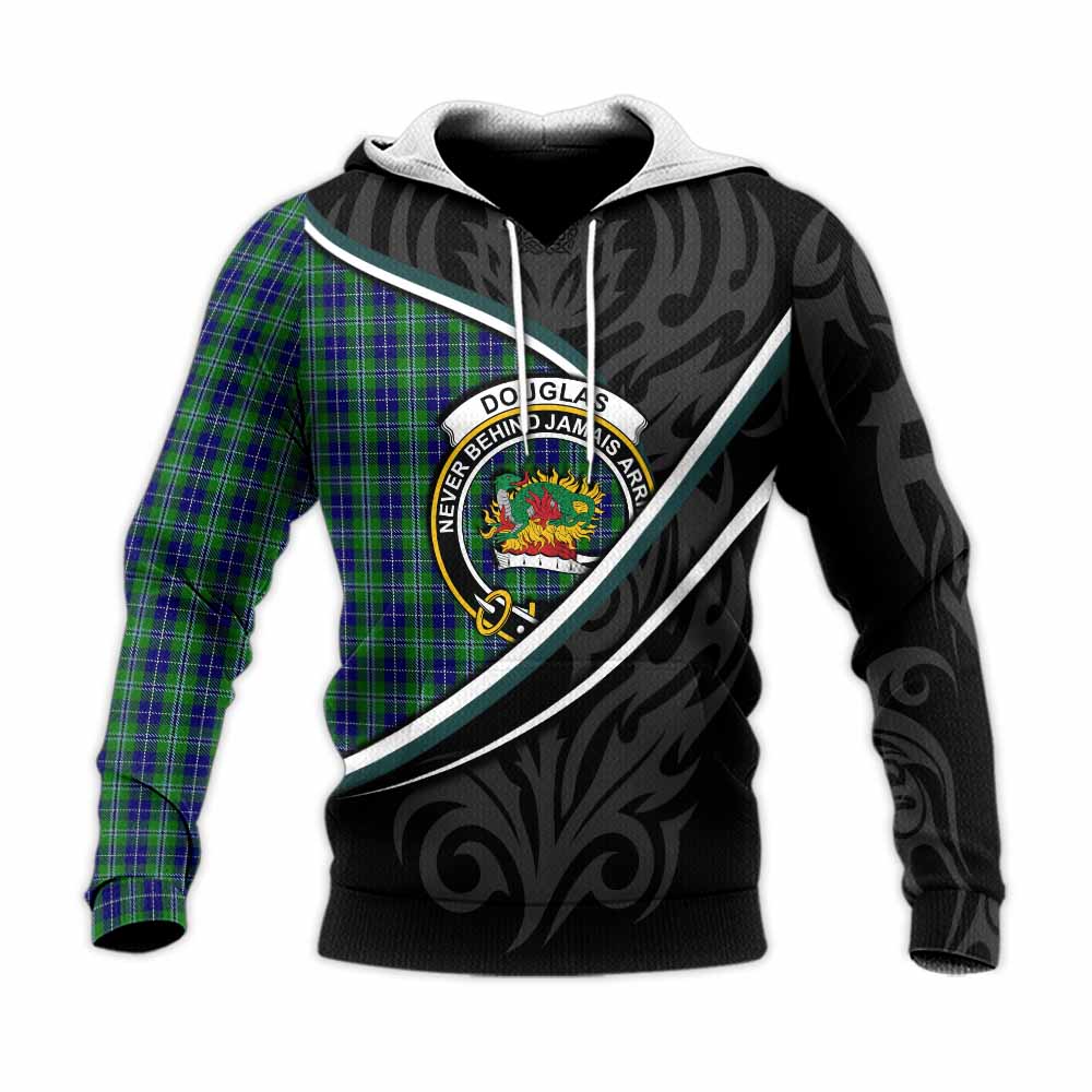 Douglas Tartan Family Crest Knitted Hoodie Celtic Scottish Thistle Floral - Tartan Vibes Clothing