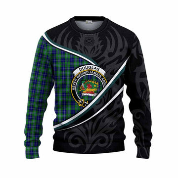 Douglas Tartan Family Crest Knitted Sweater Celtic Scottish Thistle Floral - Tartan Vibes Clothing
