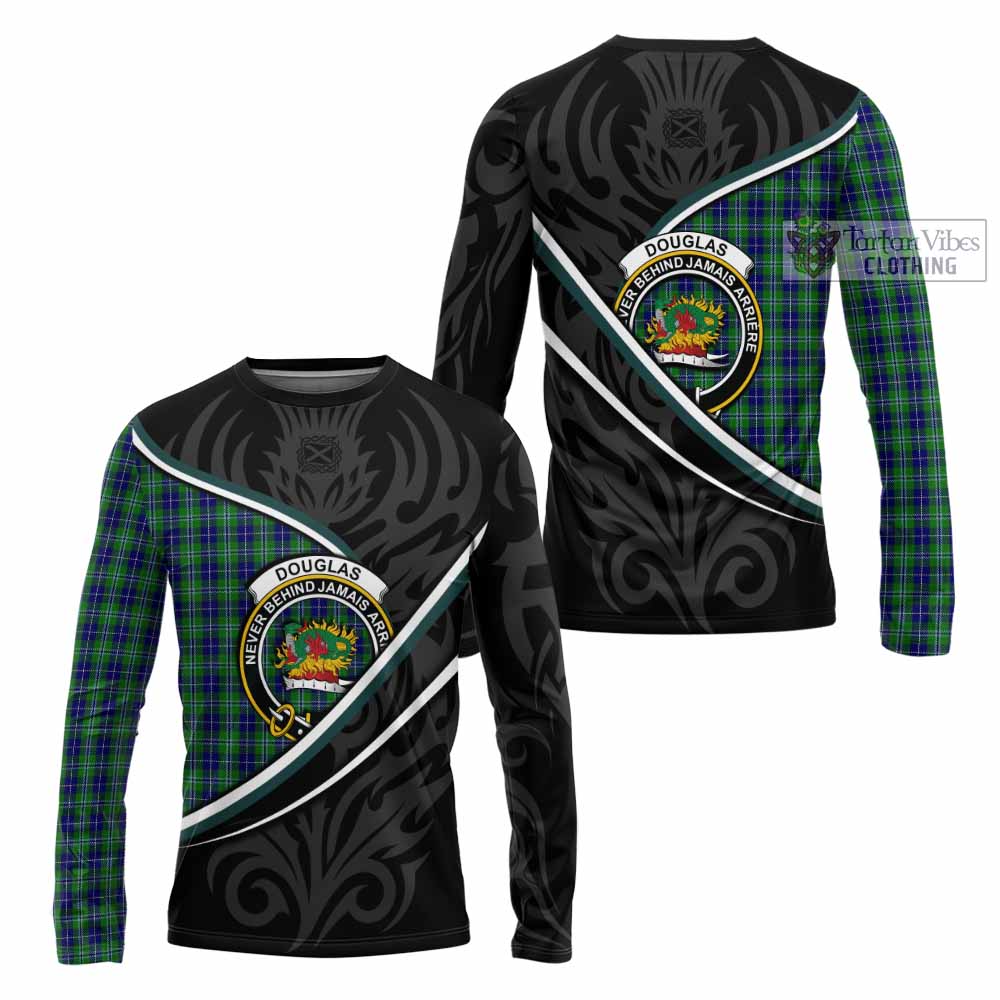 Douglas Tartan Family Crest Long Sleeve T-Shirt Celtic Scottish Thistle Floral - Tartan Vibes Clothing