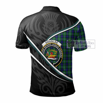 Douglas Tartan Family Crest Polo Shirt Celtic Scottish Thistle Floral