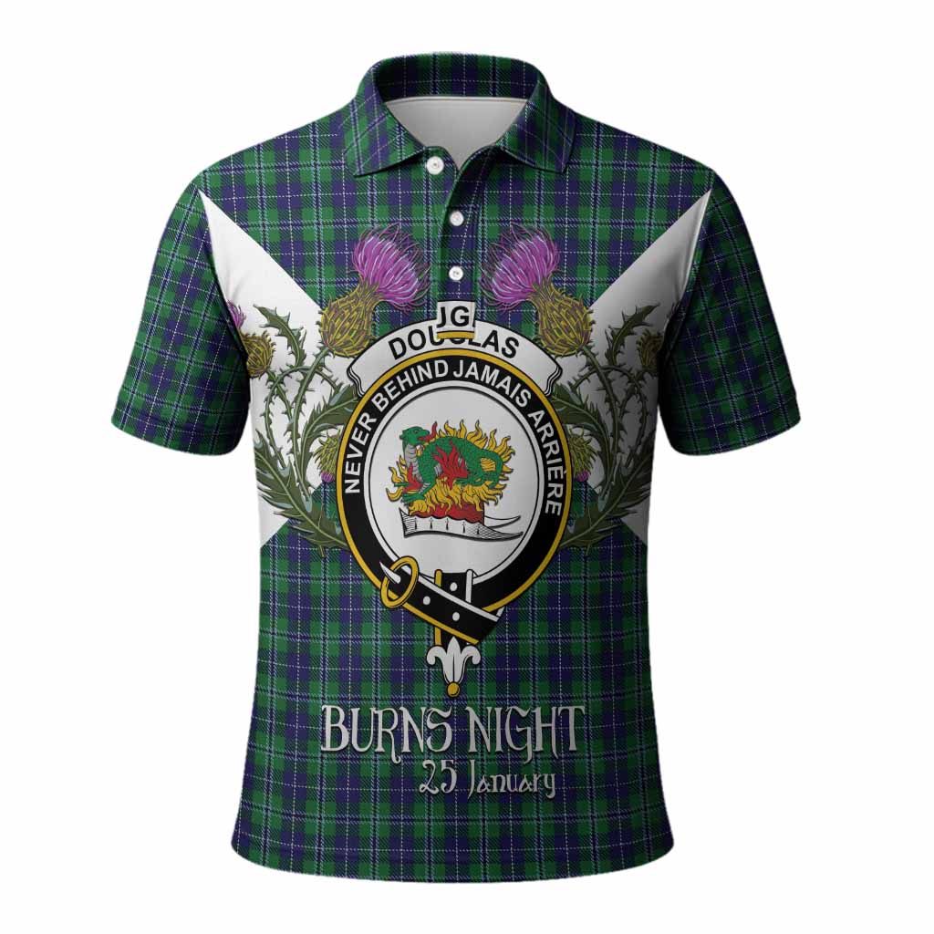 Douglas Tartan Family Crest Polo Shirt Scottish Burns Night Thistle Floral
