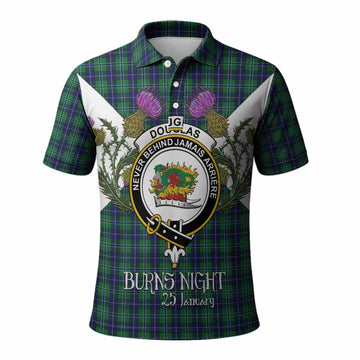 Douglas Tartan Family Crest Polo Shirt Scottish Burns Night Thistle Floral
