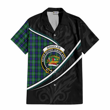 Douglas Tartan Family Crest Short Sleeve Button Shirt Celtic Scottish Thistle Floral - Tartan Vibes Clothing