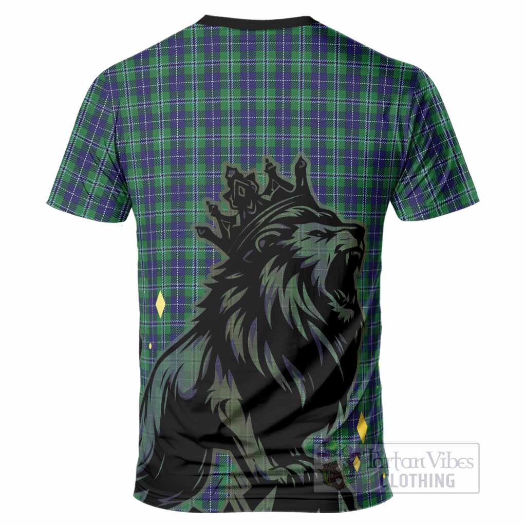 Douglas Tartan Family Crest T-Shirt Crowned Lion Roaring