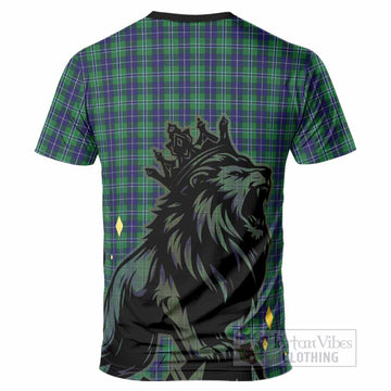 Douglas Tartan Family Crest T-Shirt Crowned Lion Roaring