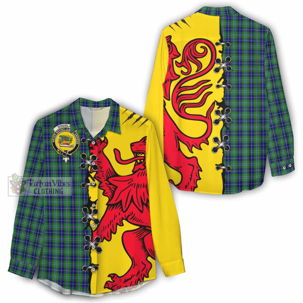 Douglas Tartan Family Crest Women Casual Shirt Lion Rampant Honor - Tartan Vibes Clothing