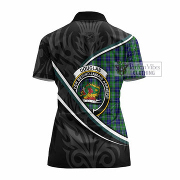 Douglas Tartan Family Crest Women's Polo Shirt Celtic Scottish Thistle Floral - Tartan Vibes Clothing