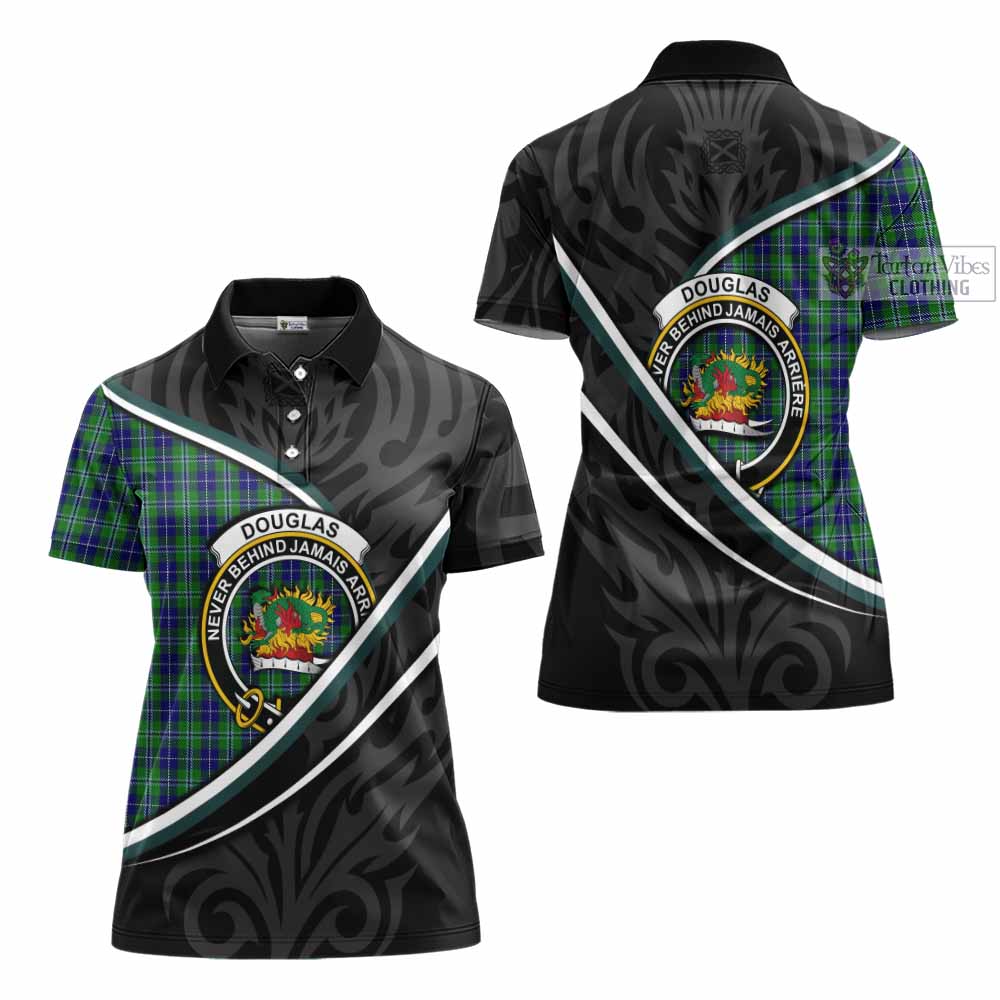 Douglas Tartan Family Crest Women's Polo Shirt Celtic Scottish Thistle Floral - Tartan Vibes Clothing