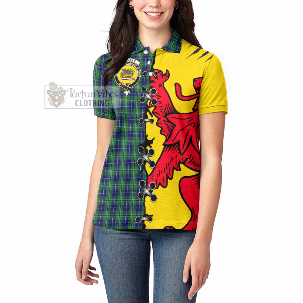 Douglas Tartan Family Crest Women's Polo Shirt Lion Rampant Honor - Tartan Vibes Clothing