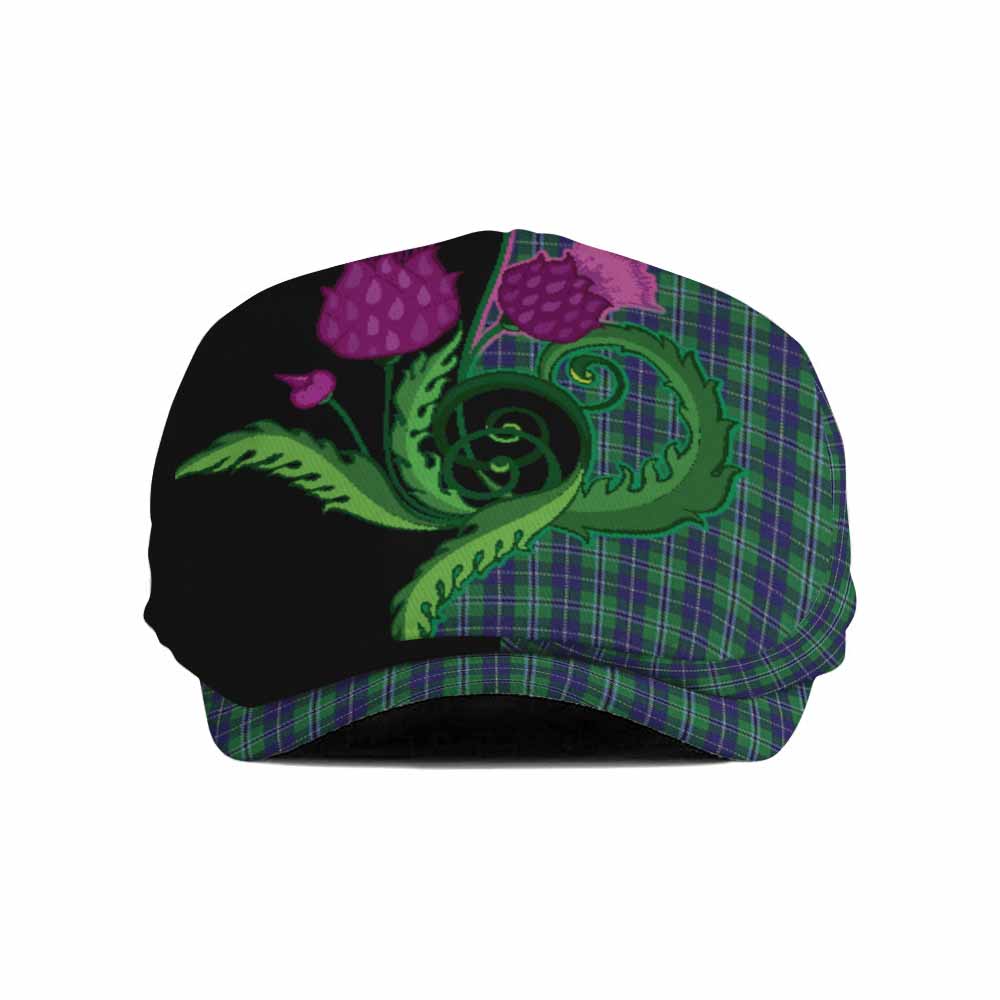 Douglas Tartan Flat Cap, Jeff Cap Traditional Scottish Thistle