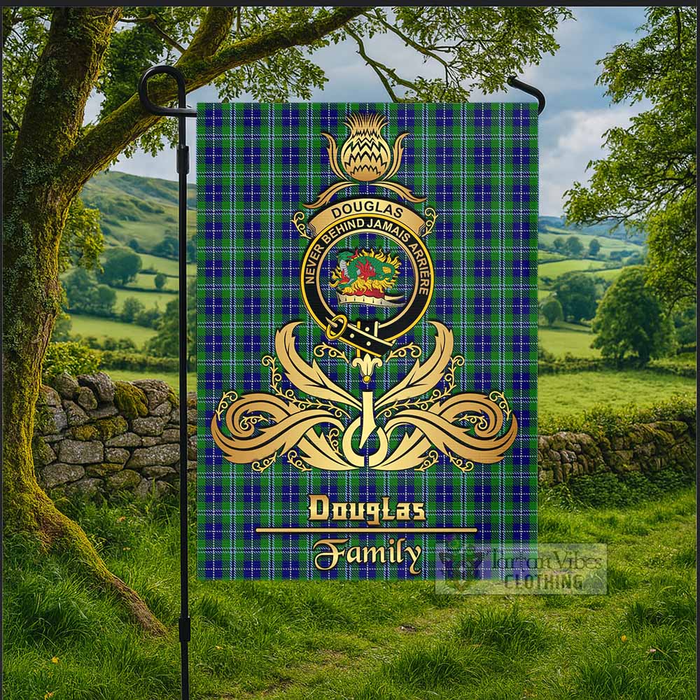 Douglas Tartan Garden Flag with Highland Thistle Cherish Family Crest Style - Tartan Vibes Clothing
