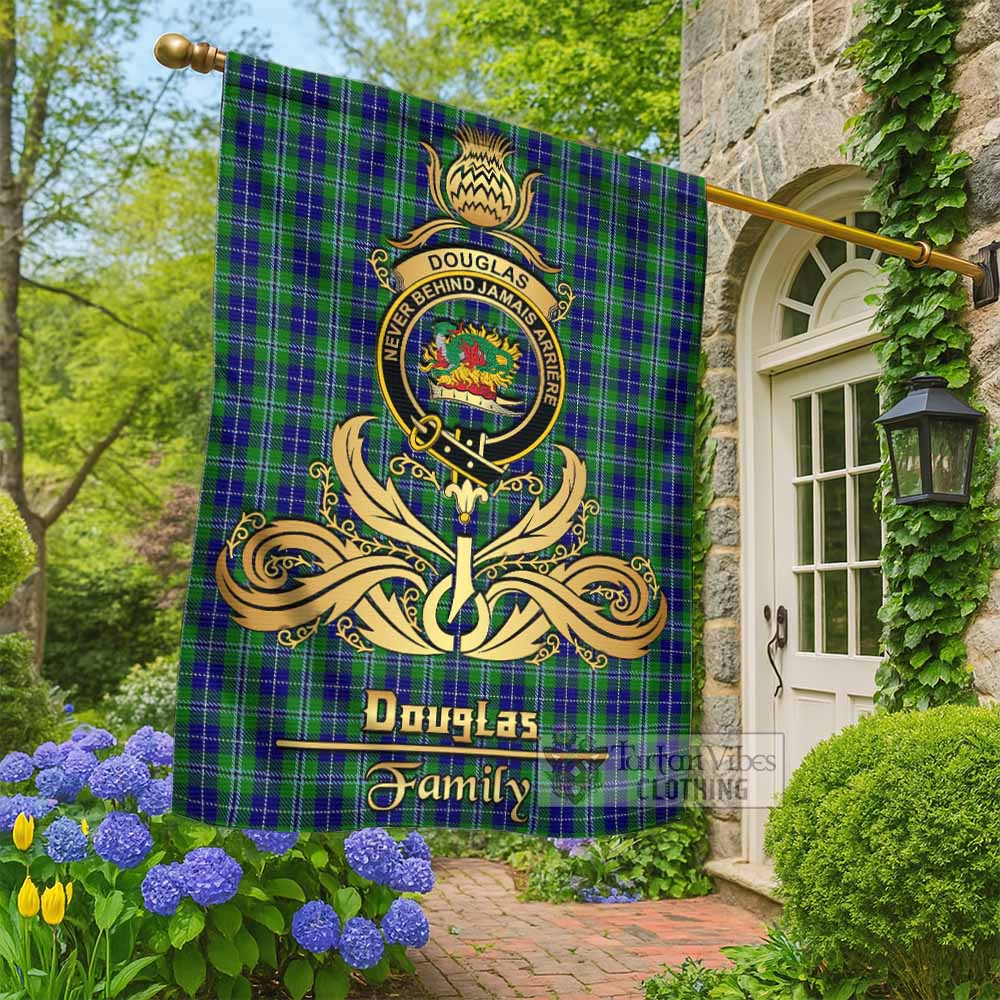 Douglas Tartan Garden Flag with Highland Thistle Cherish Family Crest Style - Tartan Vibes Clothing