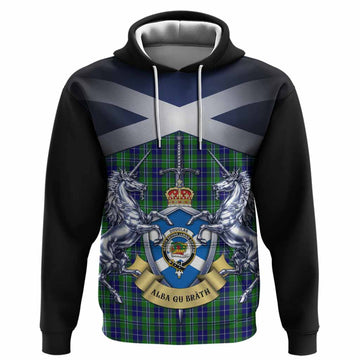 Douglas Tartan Hoodie Alba Gu Brath Unicorn Crest