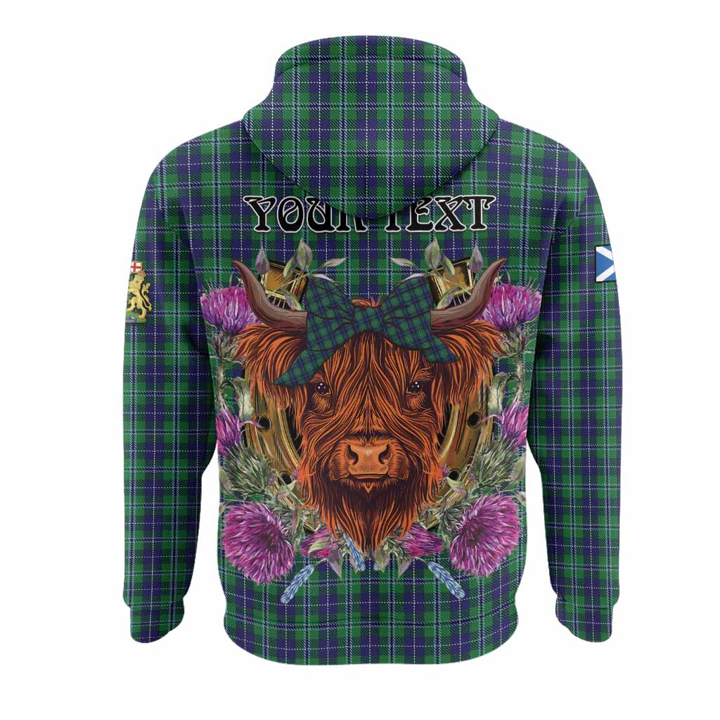 Douglas Tartan Hoodie Scottish Thistle Heilan Coo