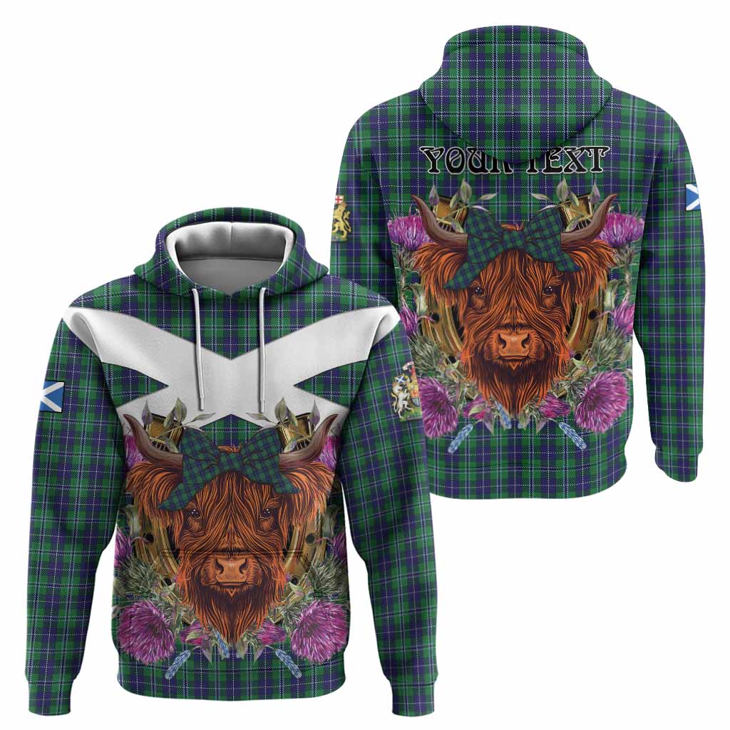 Douglas Tartan Hoodie Scottish Thistle Heilan Coo