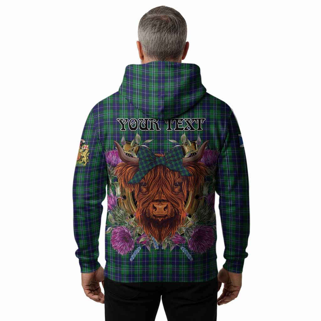 Douglas Tartan Hoodie Scottish Thistle Heilan Coo