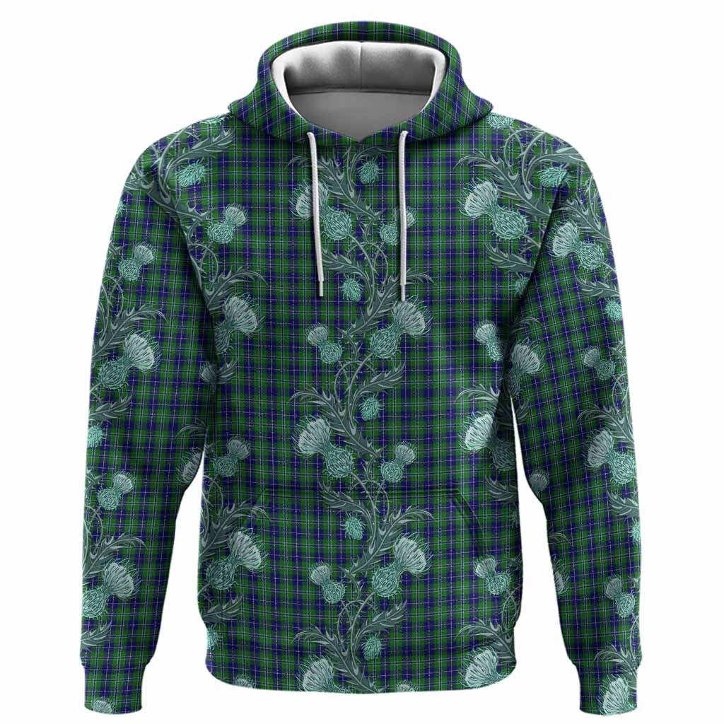 Douglas Tartan Hoodie Seamless Scottish Thistle Flowers