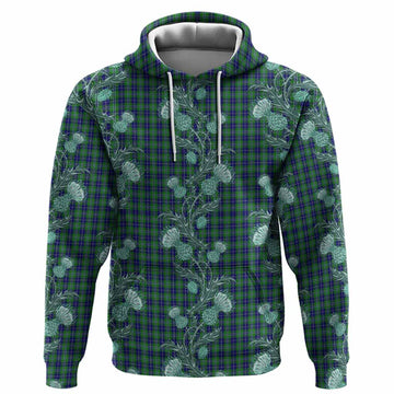 Douglas Tartan Hoodie Seamless Scottish Thistle Flowers