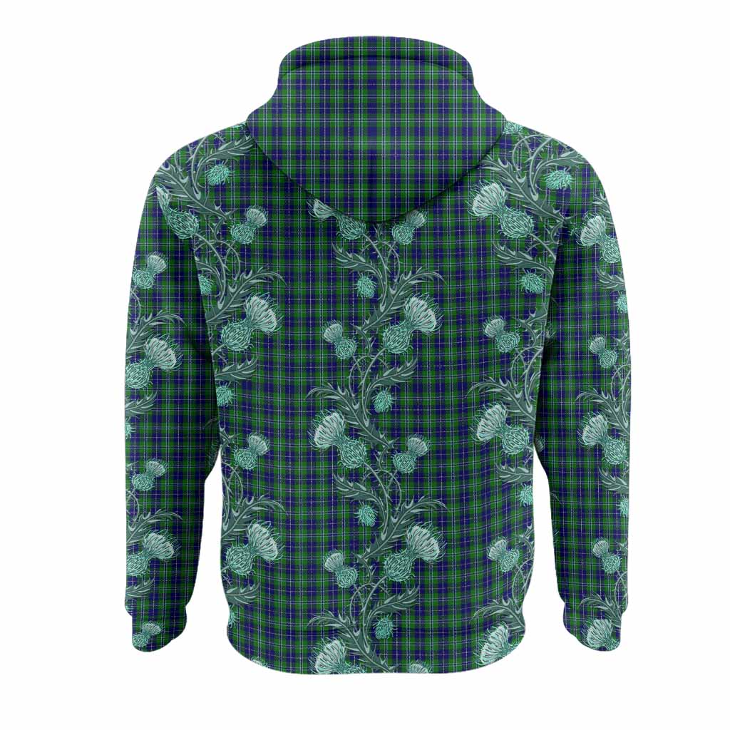 Douglas Tartan Hoodie Seamless Scottish Thistle Flowers