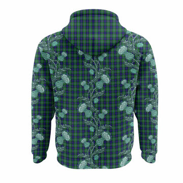 Douglas Tartan Hoodie Seamless Scottish Thistle Flowers