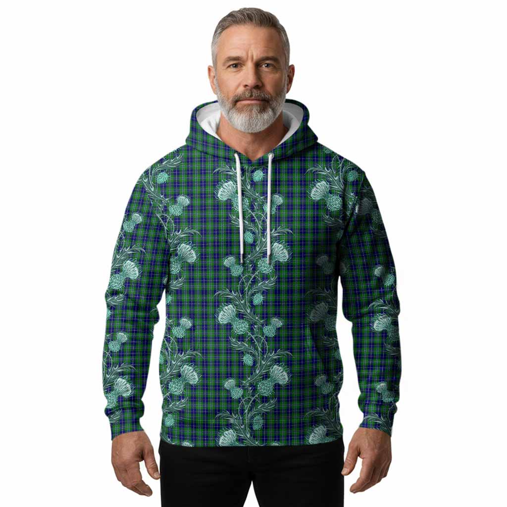 Douglas Tartan Hoodie Seamless Scottish Thistle Flowers
