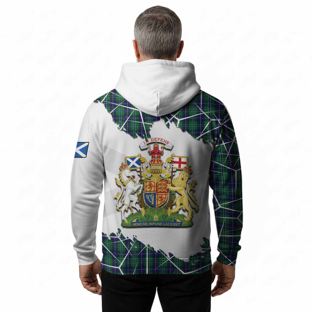 Douglas Tartan Hoodie with Family Crest and Lion Rampant Grunge Style