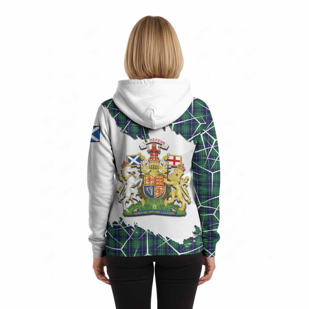 Douglas Tartan Hoodie with Family Crest and Lion Rampant Grunge Style