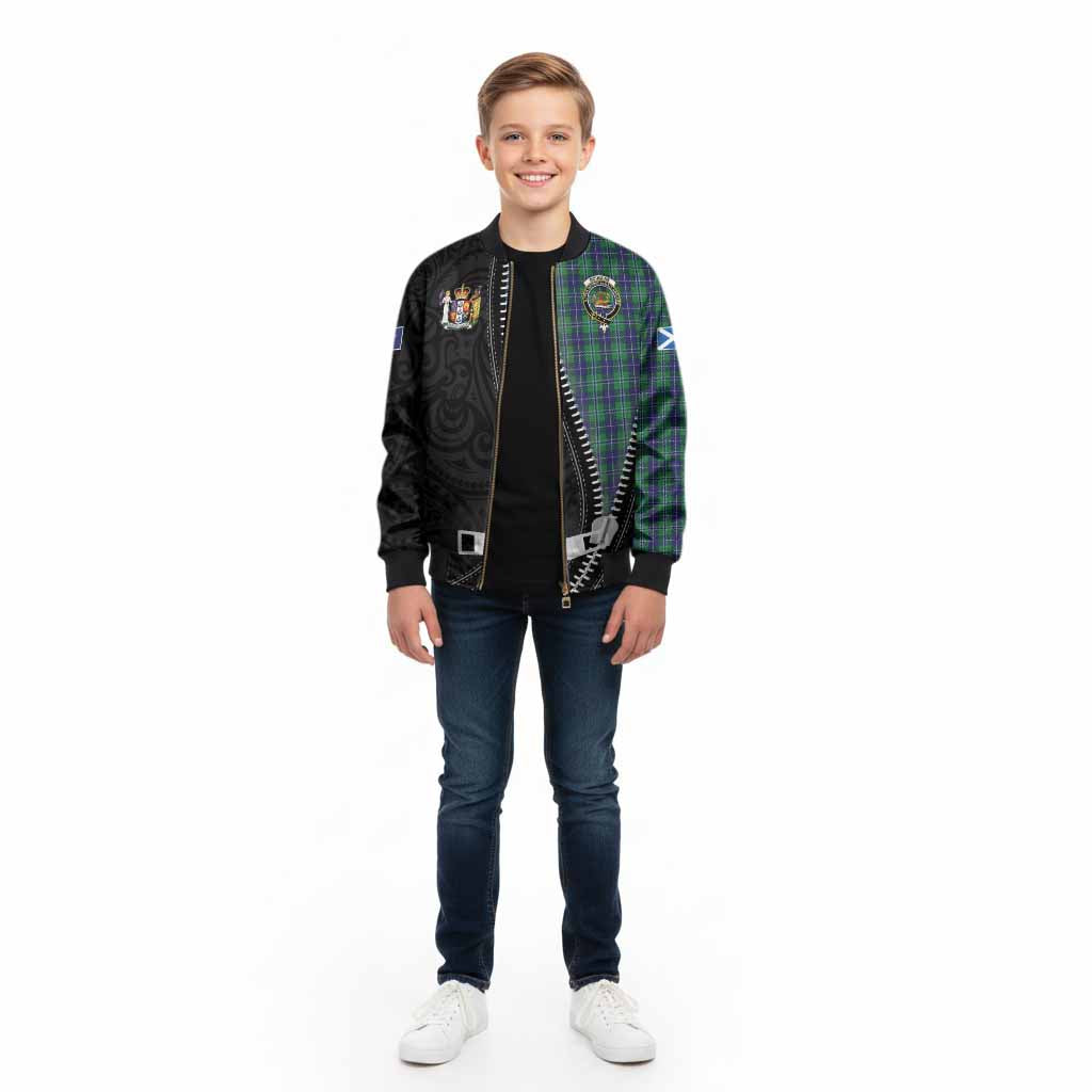 Douglas Tartan Kid Bomber Jacket New Zealand Pattern Unique Zipper Stylized
