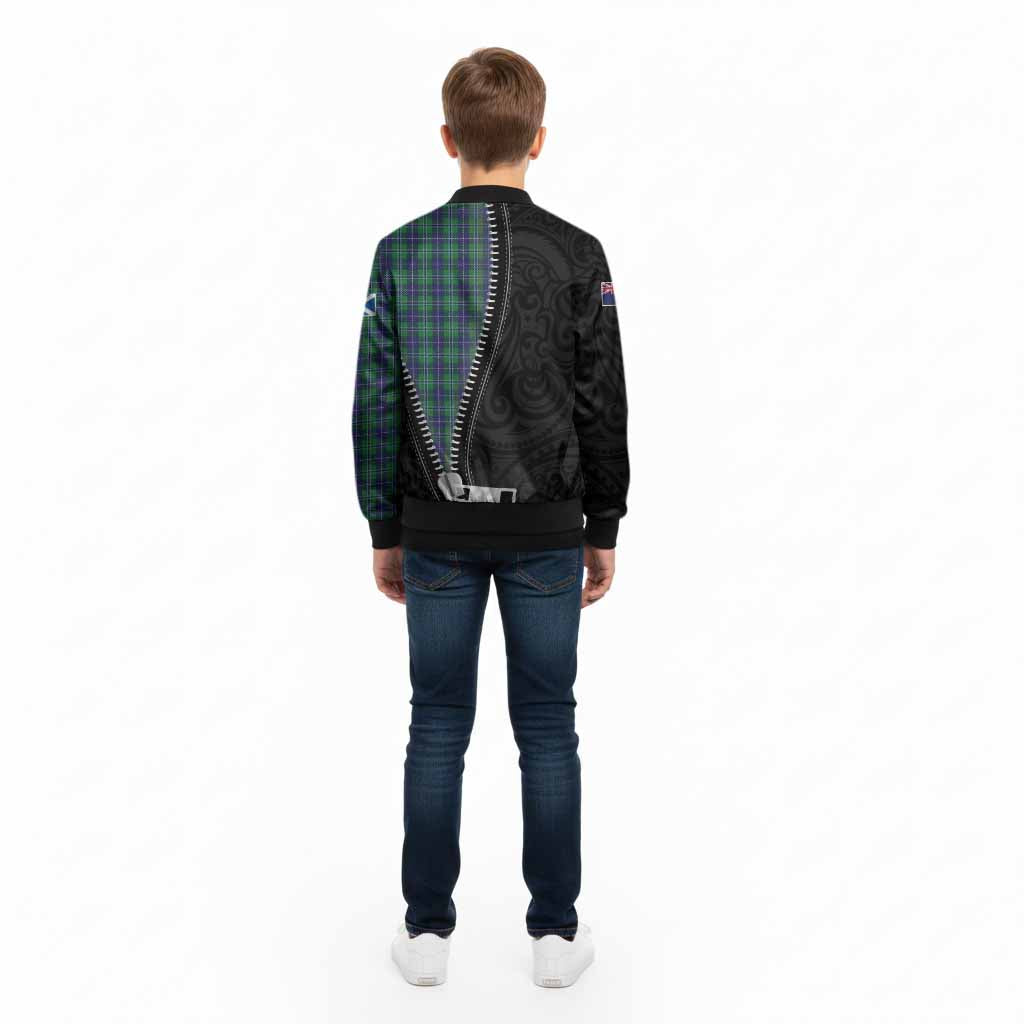 Douglas Tartan Kid Bomber Jacket New Zealand Pattern Unique Zipper Stylized